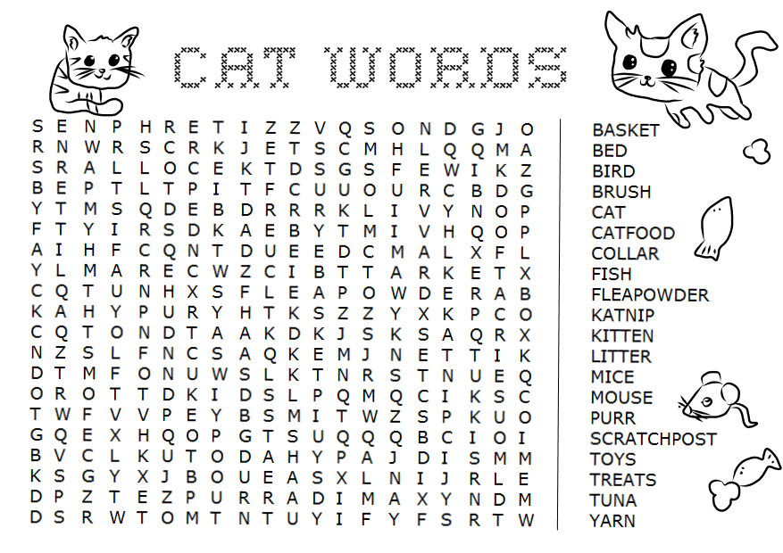 Favour In Fun Cat Word Search Favour In Fun Cat Word Search