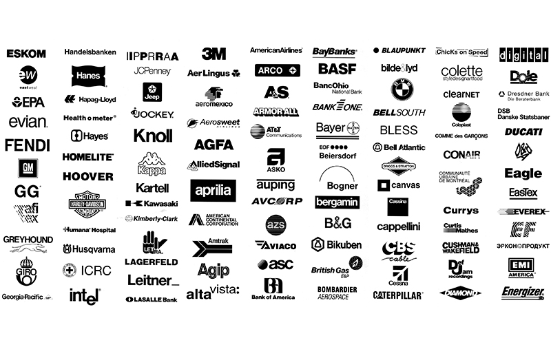 Some of the brands that use Helvetica for their corporate identity (image courtesy of typophile.com)