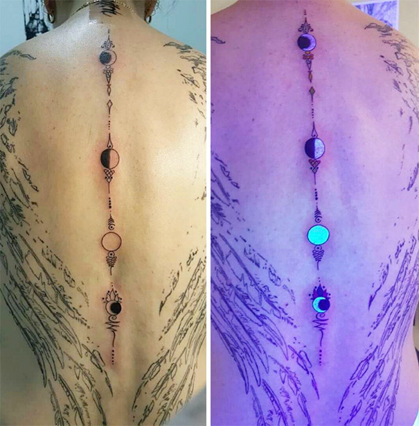 #21. Lit up moon s throughout their process. - 30 Glow-In-The-Dark Tattoos That’ll Make You Turn Out The Lights. #21. Lit up moon s throughout their process. - 30 Glow-In-The-Dark Tattoos That’ll Make You Turn Out The Lights.