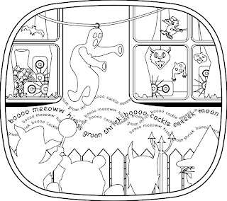 The Pumpkin Dream coloring book (2012) featuring Halloween window display for trick or treat children.