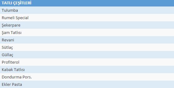 RUMELİ TULUMBACISI ISPARTA MENÜ FİYAT LİSTESİ Mekan Arama Motoru NE