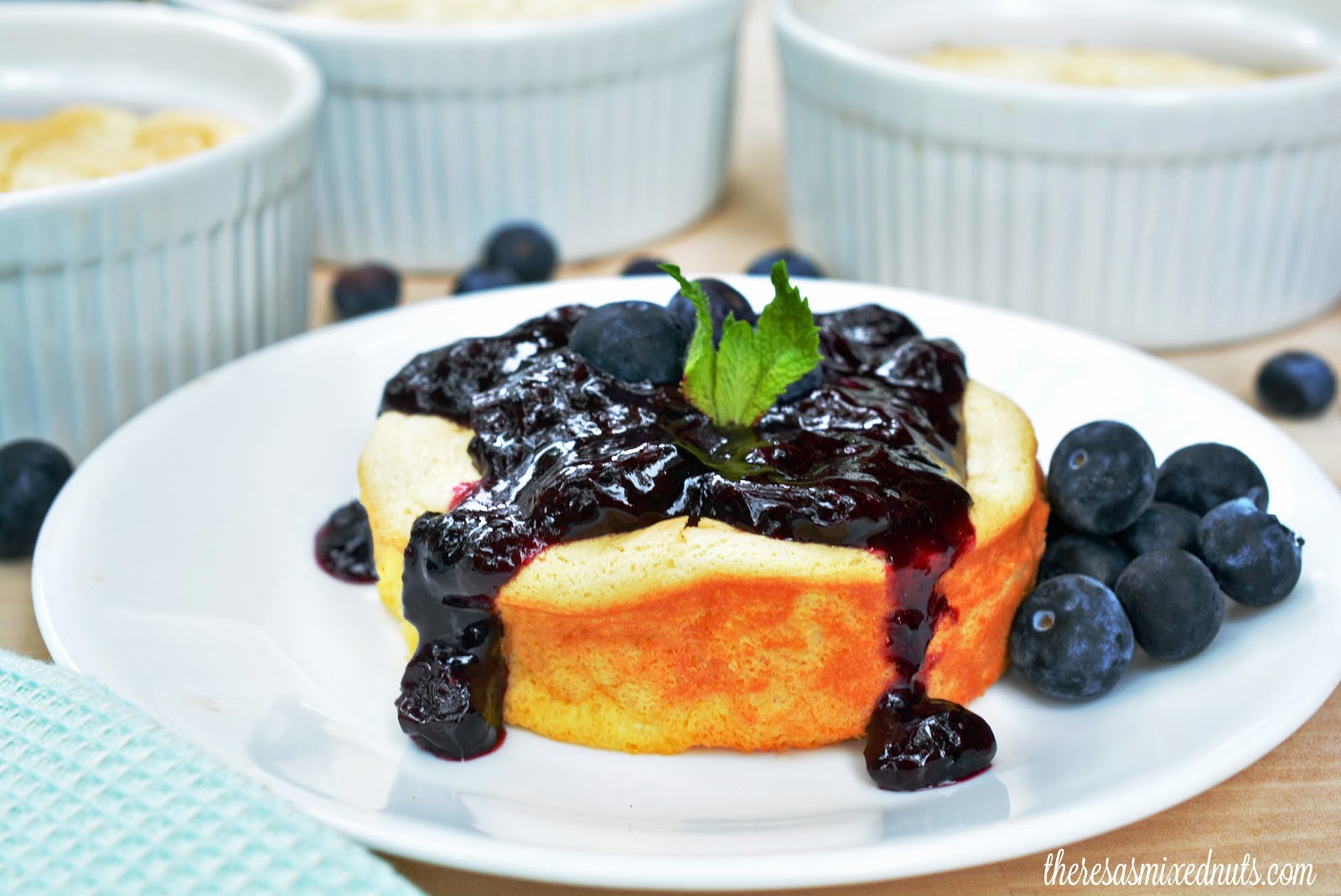 Theresa's Mixed Nuts Breakfast Souffles with Fresh Blueberry Sauce