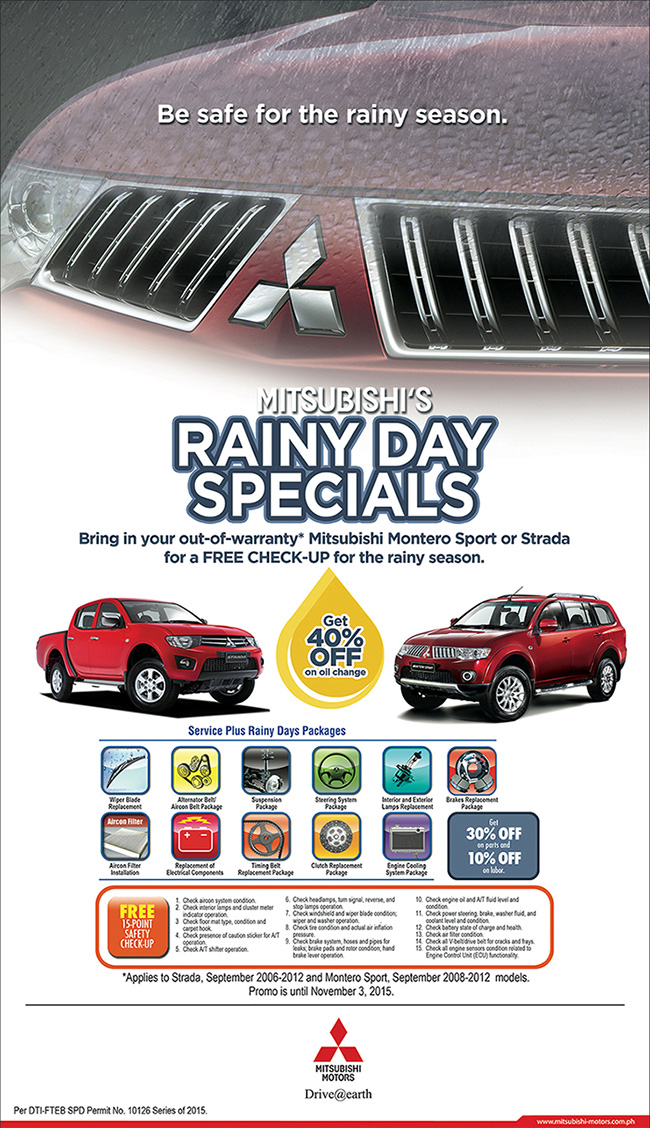Mitsubishi Rainy Day Specials Promo