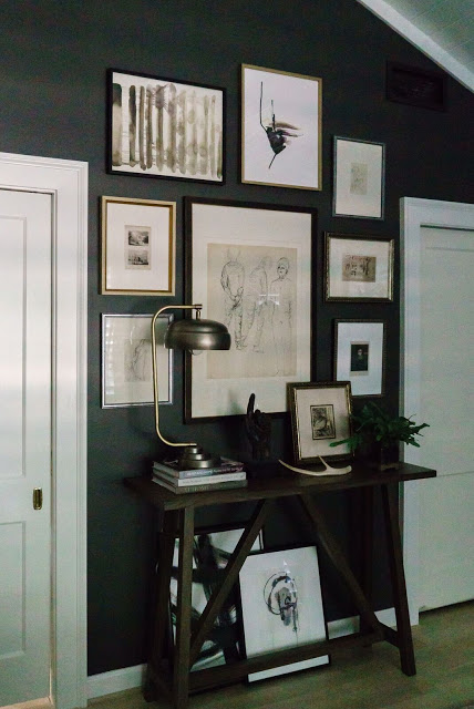 Benjamin Moore Iron Mountain black paint in beautiful bedroom designed by Sherry Hart of Design Indulgence for ORC.