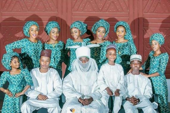 Emir of Kano - Muhammadu Sanusi II shares a photo with his children