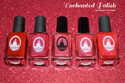 Comparative of Red Holographic Nail Polishes from Enchanted Polish