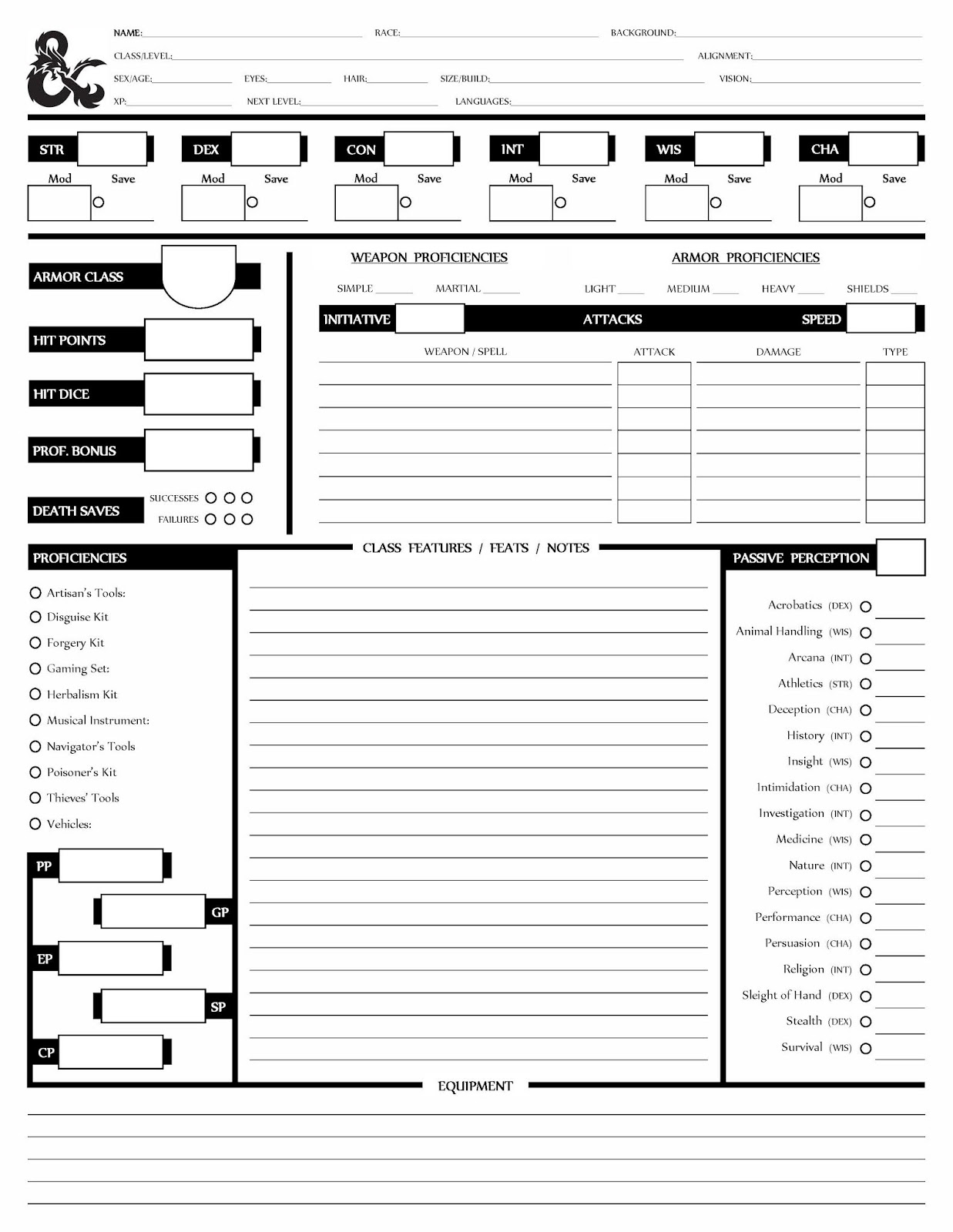Form Fillable D D 5th Character Sheet Printable Forms Free Online Form Fillable D D 5th Character Sheet Printable Forms Free Online