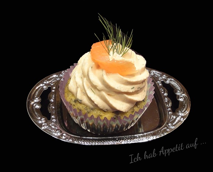 Ich hab Appetit auf ... : Spinat-Feta Cupcake mit Lachs-Frischkäse Topping