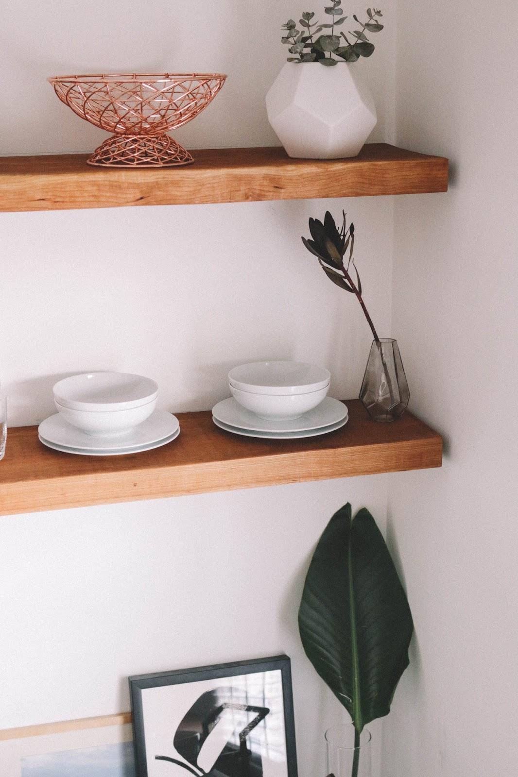 DIY How To Custom Make Your Own Exposed Kitchen Shelves The Fashionably Broke