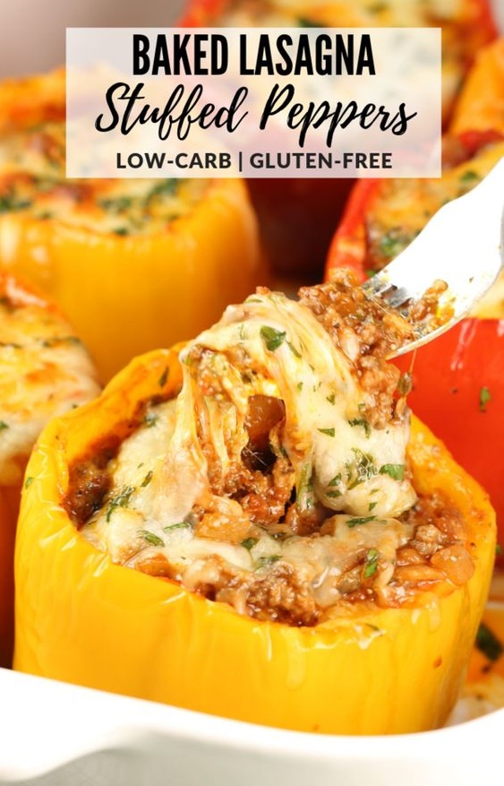 Baked Lasagna Stuffed Peppers Recipeshooky