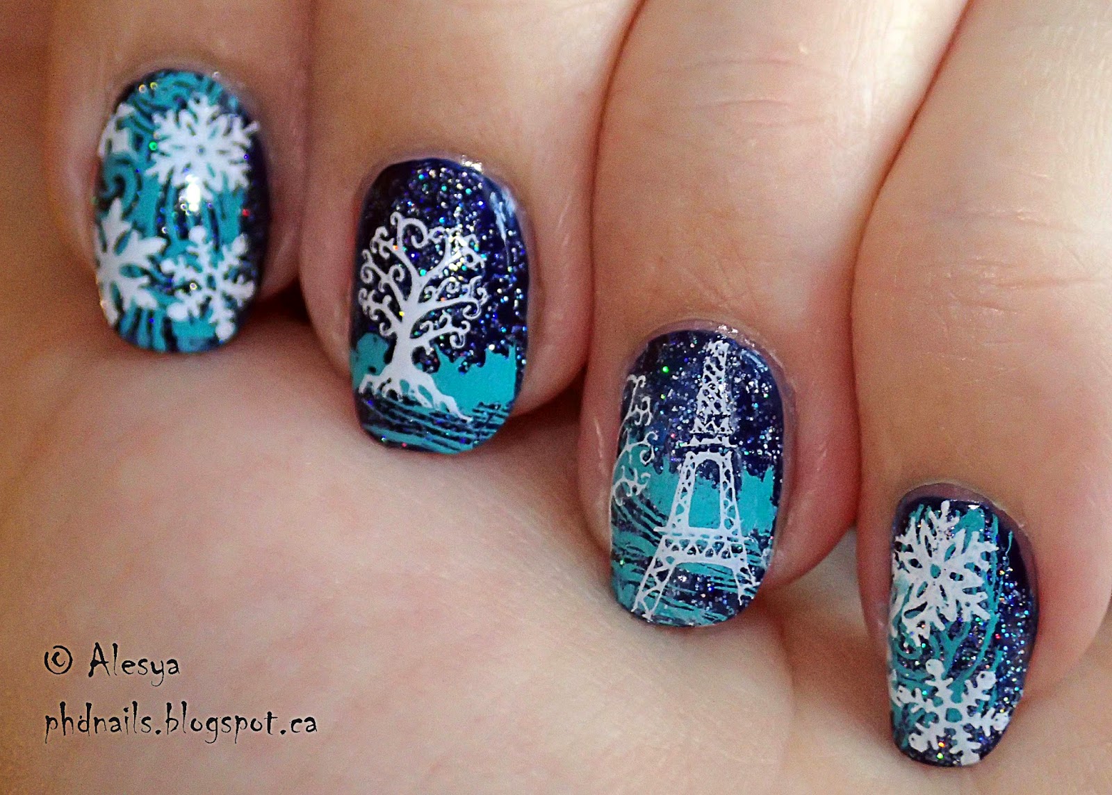 PhD nails: Winter nail art challenge: Snow/snowflakes
