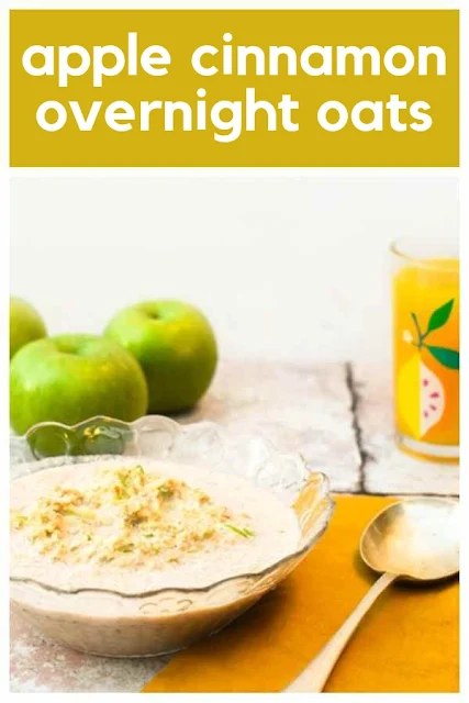 An easy recipe for apple pie flavoured oats. These apple and cinnamon overnight oats can be made in 5 minutes before you head to bed, then they are ready to eat when you get up in the morning. #overnightoats #breakfast #porridge #porridgeoats #quickbreakfast #veganbreakfast #maplesyrup #apples #greenapples