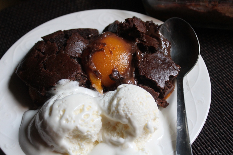 Eggless Chocolate Peach Pudding Recipe Pudding Cake Recipes By Yummy Tummy