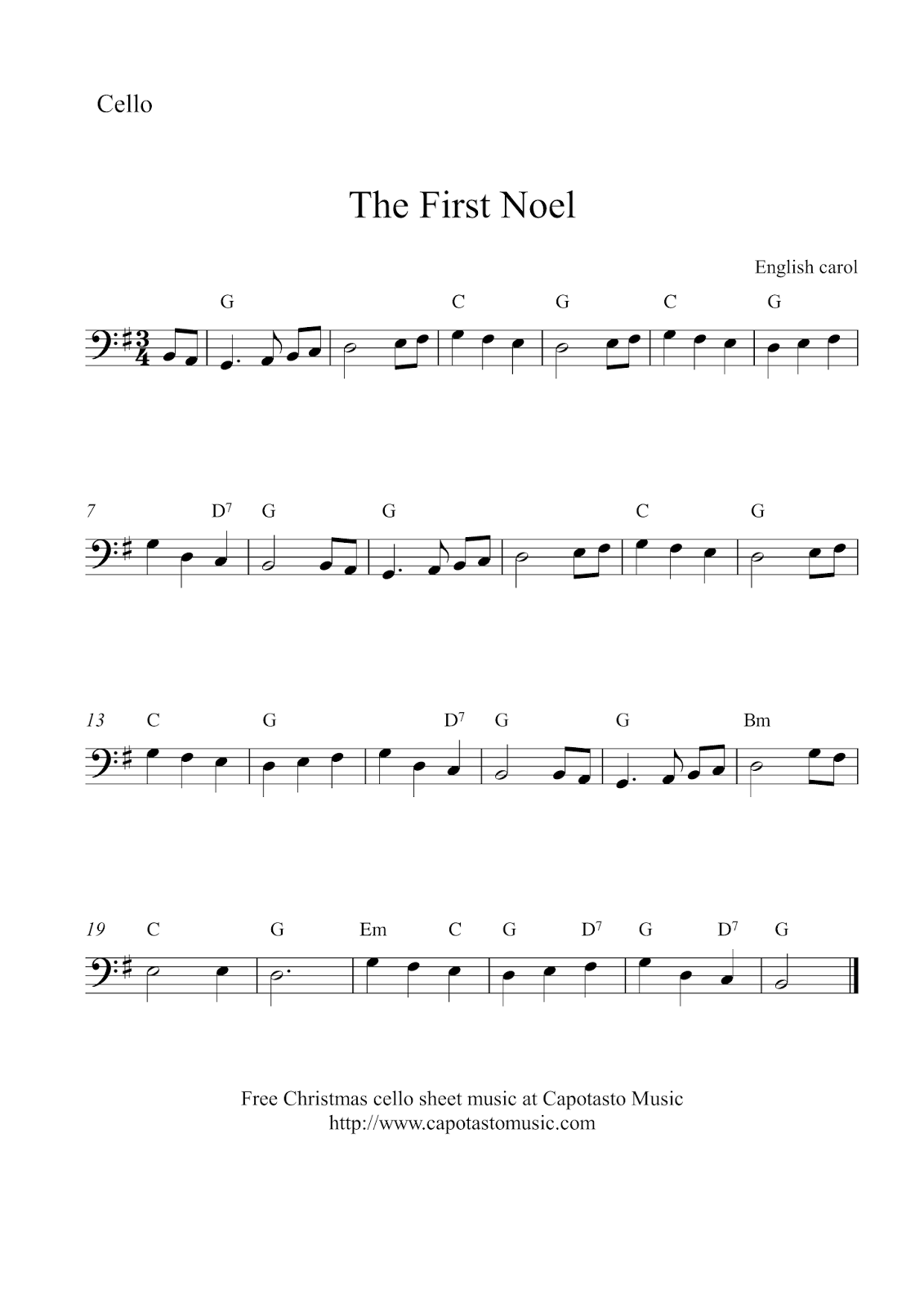 Free Christmas Cello Sheet Music The First Noel Free Christmas Cello Sheet Music The First Noel