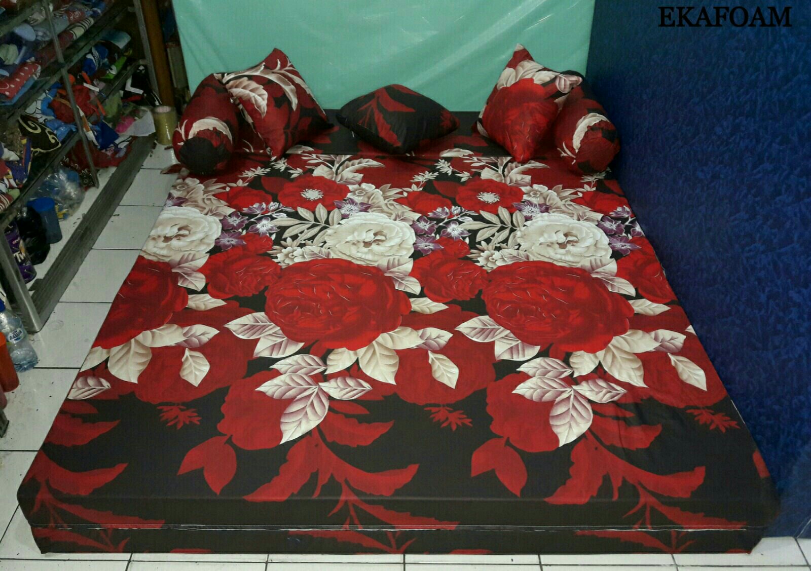 SOFA BED INOAC MOTIF ROSIANA MERAH MAROON AGEN RESMI KASUR BUSA INOAC Inoac ekafoam