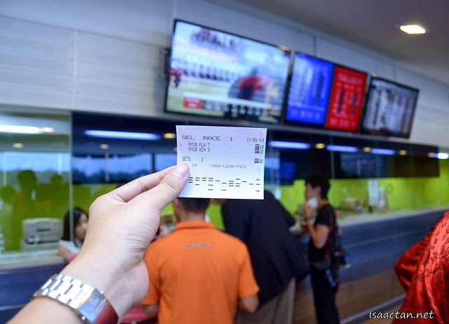 My very first horse race betting ticket, placed at the Selangor Turf Club