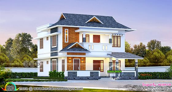 2024 sq-ft 4 bedroom modern sloping roof home