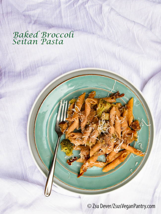 Zsu's Vegan Pantry baked broccoli and seitan pasta