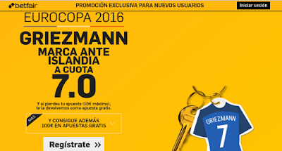 betfair supercuota 7 Griezmann marca Francia vs Islandia 3 julio betfair supercuota 7 Griezmann marca Francia vs Islandia 3 julio