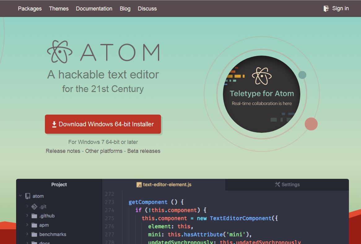 Моя Россыпь: Текстовый редактор ATOM. Установка
