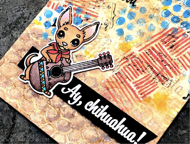 #cardbomb, #mariawillis, #simonsaysstamps, #sssmchallenge, #ssswchallenge, #rangerink, #timholtz, #stencils, #heroarts, #copics, #color, #distressoxideinks, #distressinks, #distresscrayons, #chihuahua, #cards, #stamps, #ink, #paper, #cards, #papercrafting, #creative, #handmade, #diy, #texture, 
