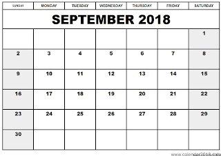 Free Printable Calendar September 2018