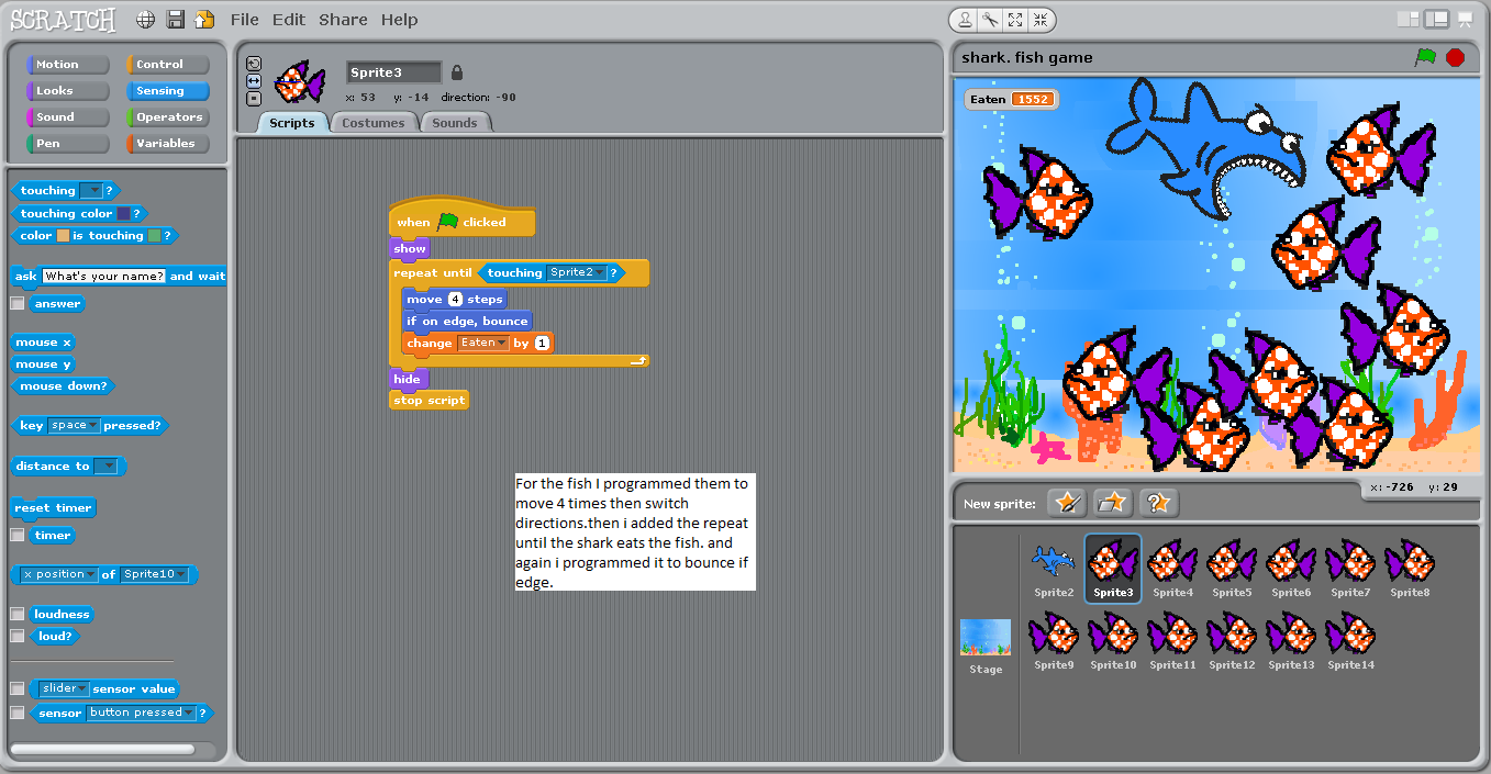 Anna's Computer Science Blog: Scratch: programming fish