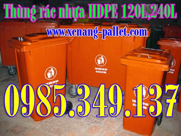 THÙNG RÁC 120L, 240L MÀU CAM