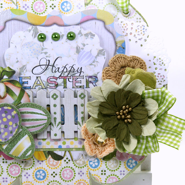 Happy Easter Wall Hanging by Ginny Nemchak for BoBunny using the Cottontail Collection and WeRMemory Keepers Flower Punch Board