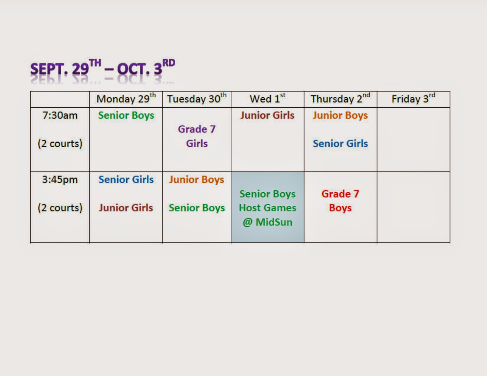 MidSun School Blog MidSun 2014 Volleyball Practice Schedule