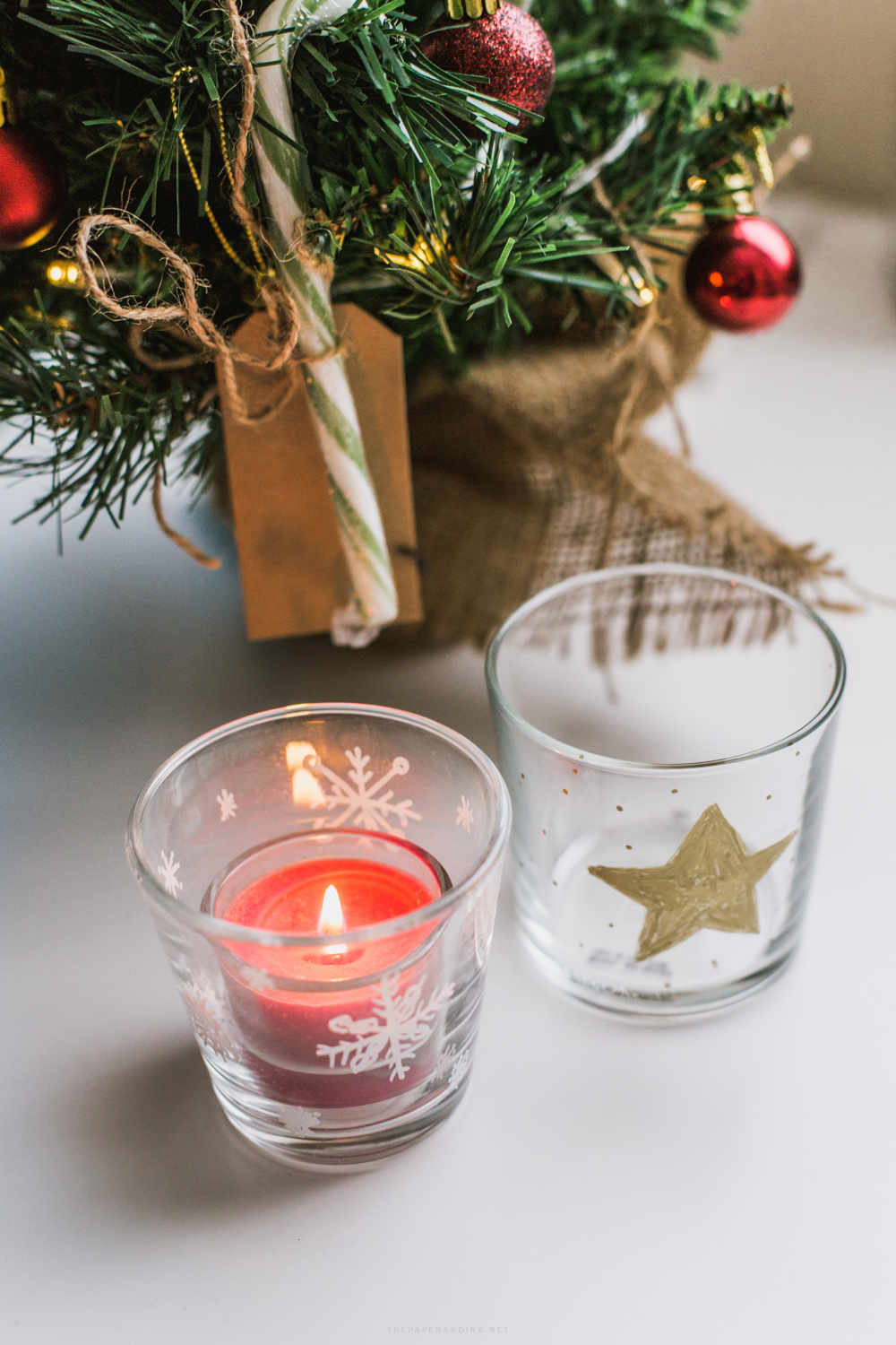DIY Decorated glasses with Sharpie pens for Christmas.