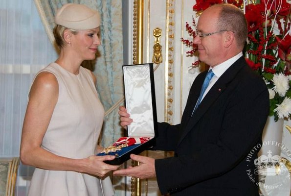Princess of Monaco received the Grand-Croix de l’Ordre de Saint-Charles by her husband, Prince Albert, at Palais Princier