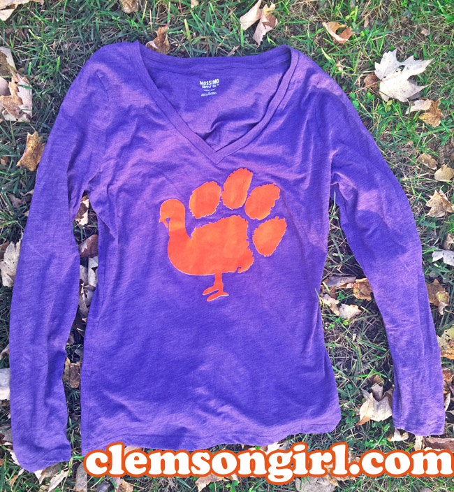 Clemson Girl Happy Thanksgiving (+ a DIY Clemson shirt idea)