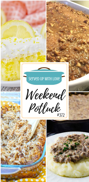 Weekend Potluck featured recipes include Triple Lemon Poke Cake, Easy Creamed Hamburger Gravy, Stick of Butter Rice, Farmhouse Buttermilk Cake, and so much more. 