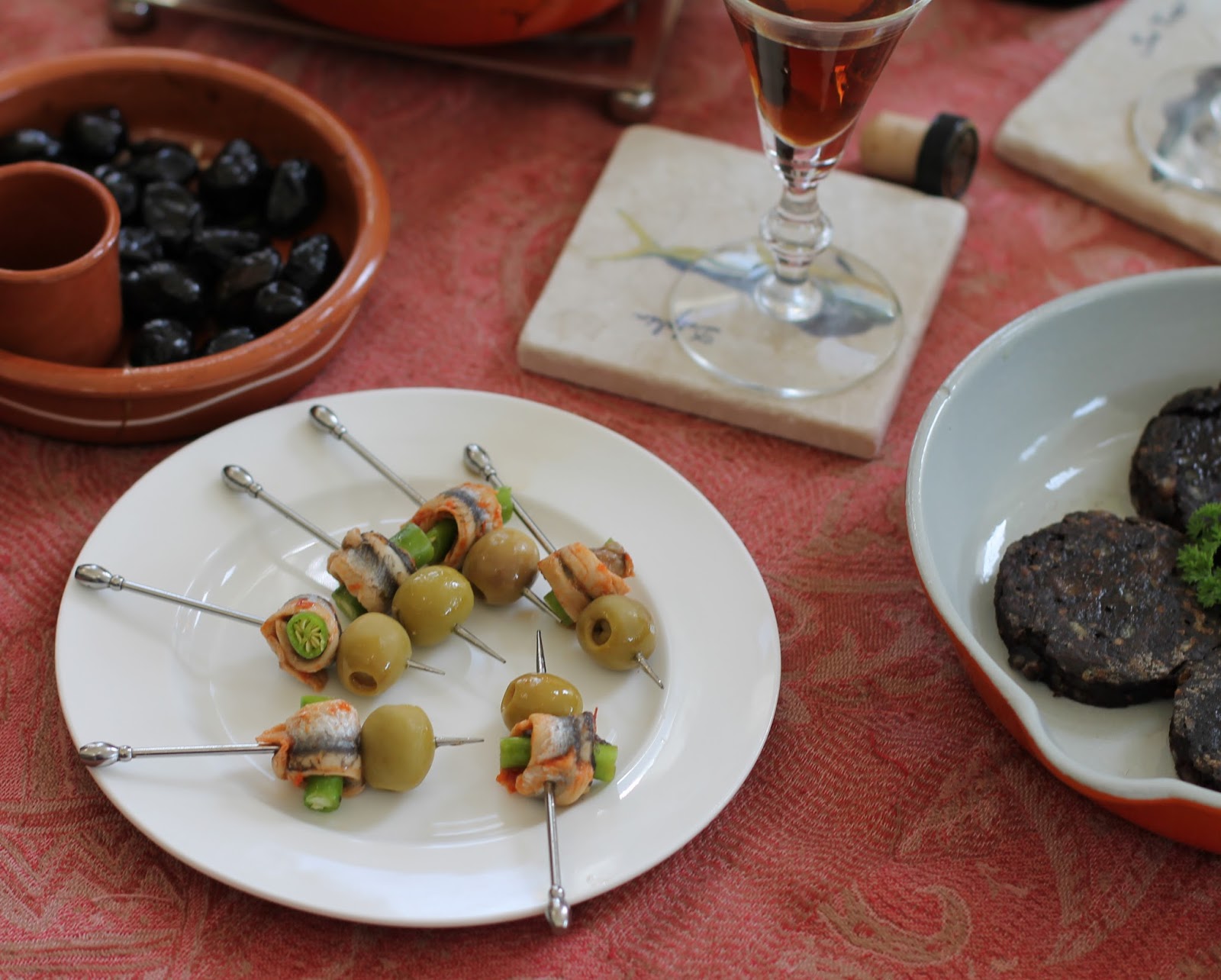Food Lust People Love Gildas Picantes Spicy Anchovy Olive Skewers SundaySupper