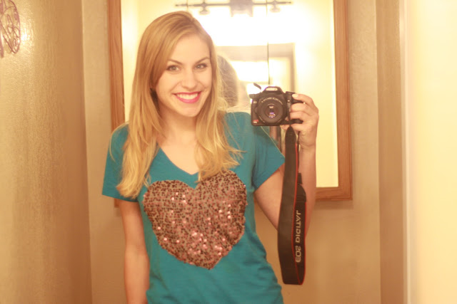 sequin heart shirt--alternative to the sweater