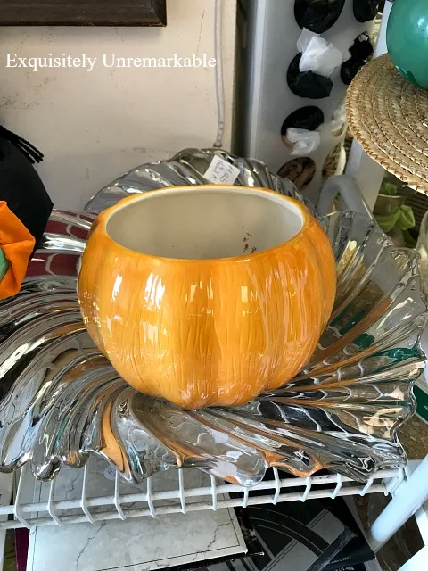 Topless pumpkin cookie jar