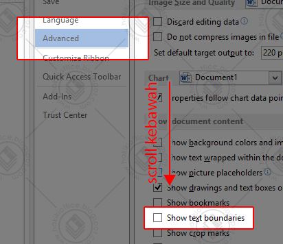 cara mudah menampilkan text boundaries