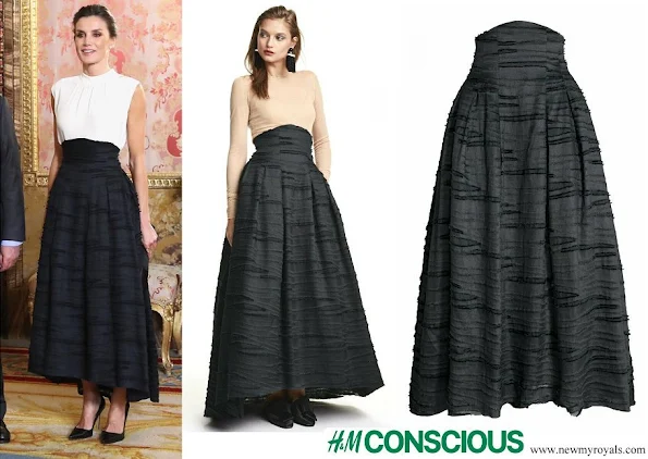 Queen Letizia wore HM Conscious collection silk-linen blend long skirt