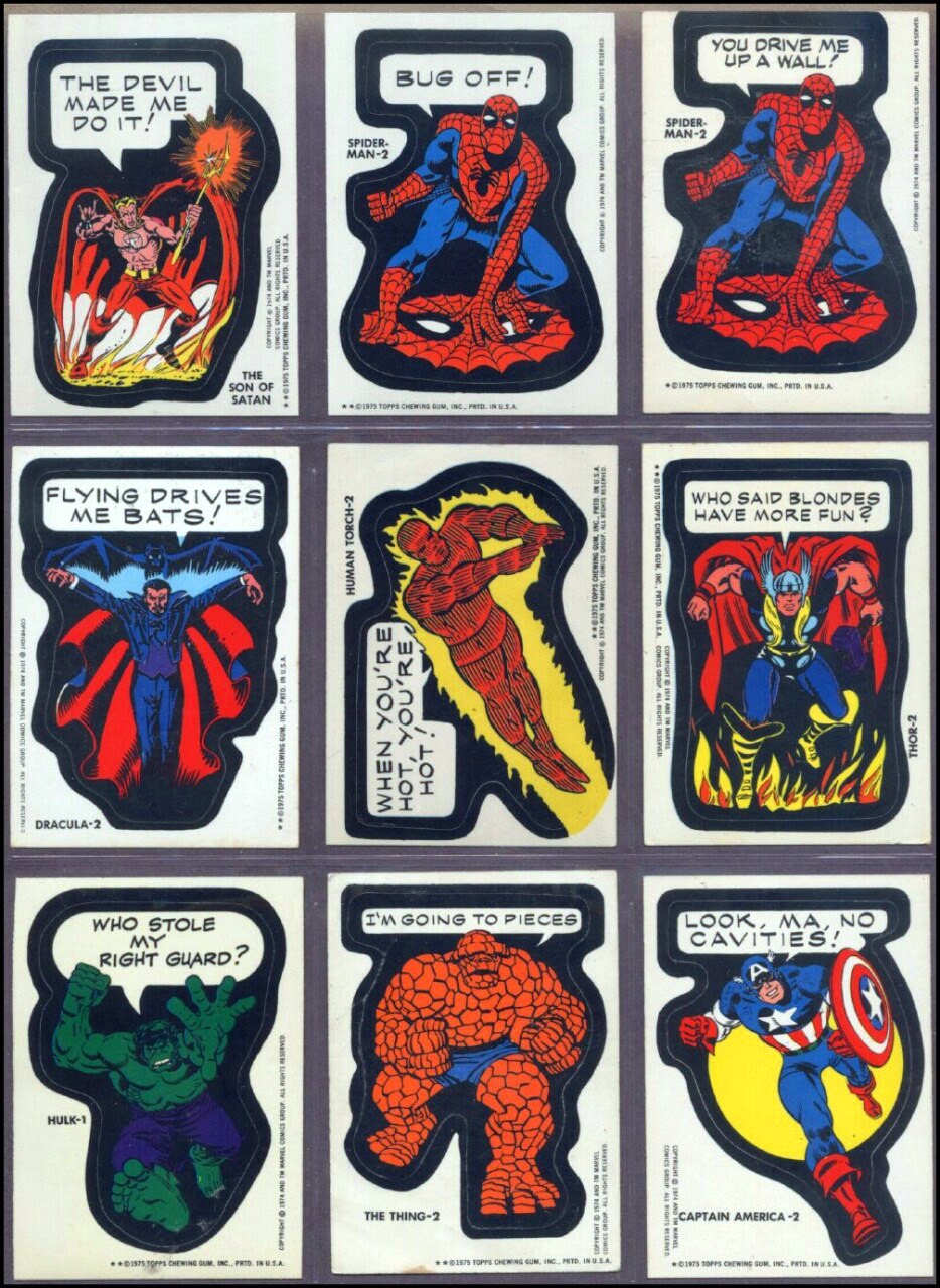 The Dork Review Rob's Room Vintage Marvel Stickers circa 1977