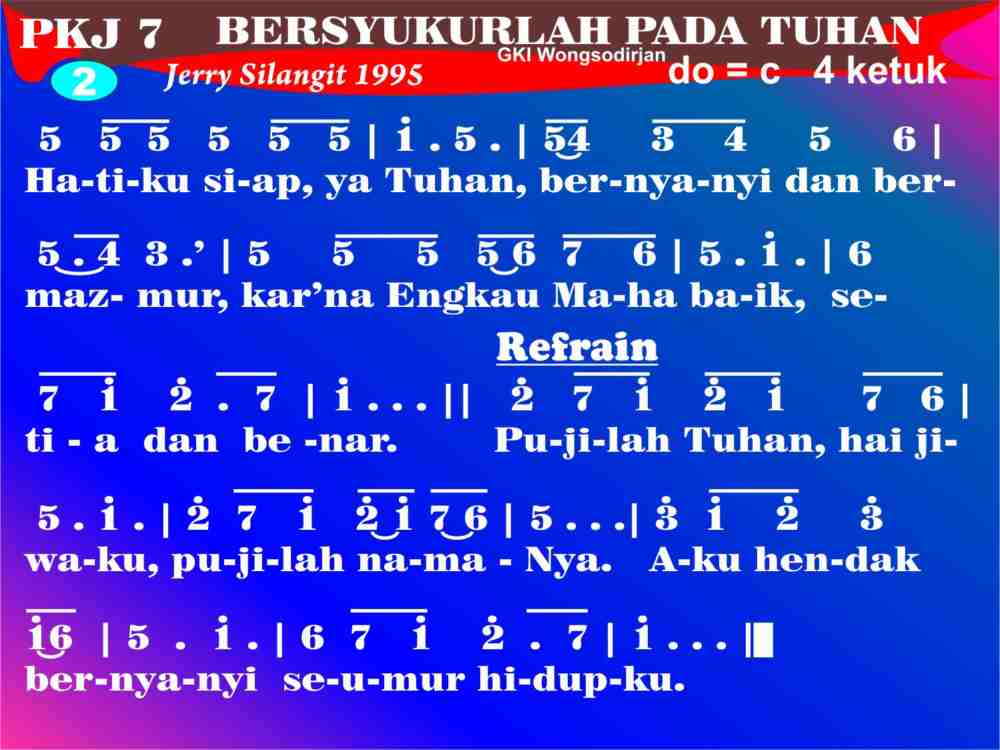 Download Lagu Rohani Mp3 Terbaru Lirik Dan Kord Lagu Nyanyian Online Dan Not Musik Kord Gitar Lagu Pkj 7 Bersyukurlah Pada Tuhan