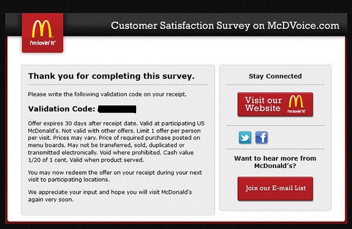 mcdvoice customer survey