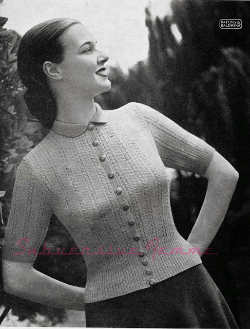 The Vintage Pattern Files - Free 1940's Knitting Pattern - Nanette Lace Cardigan The Vintage Pattern Files - Free 1940's Knitting Pattern - Nanette Lace Cardigan