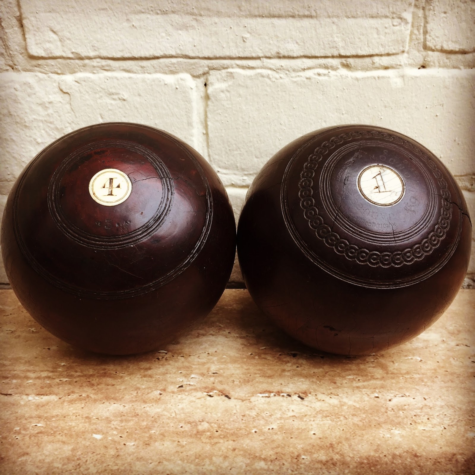 Era Antiques Two Handsome Antique (19001920s) Lawn Bowling Bowls