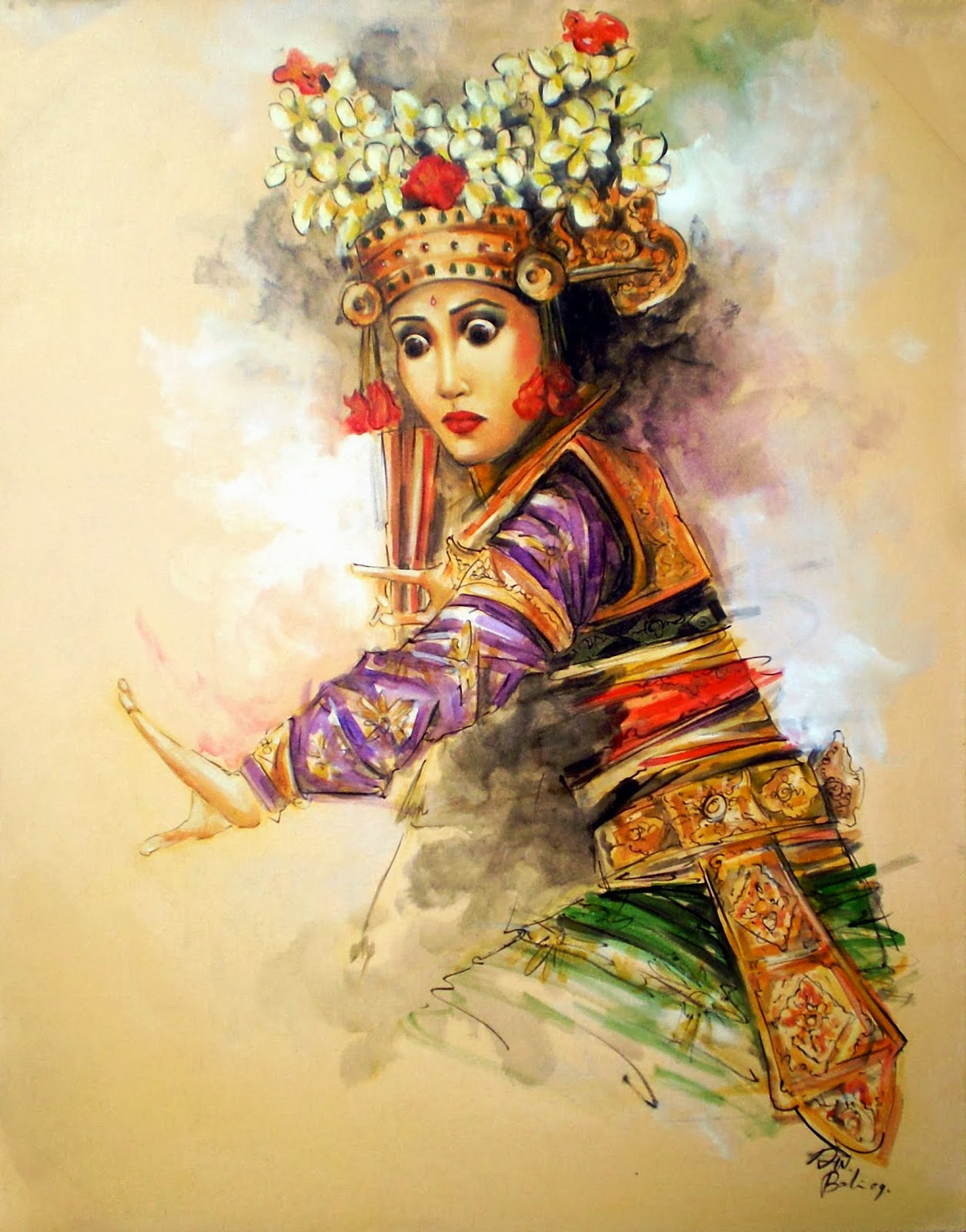 28 Karya Lukisan Tarian Bali  yang Artistik Seni Rupa