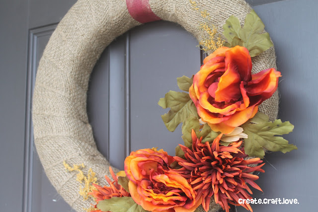 Simple Burlap Fall Wreath via createcraftlove.com #wreath #burlap #fall