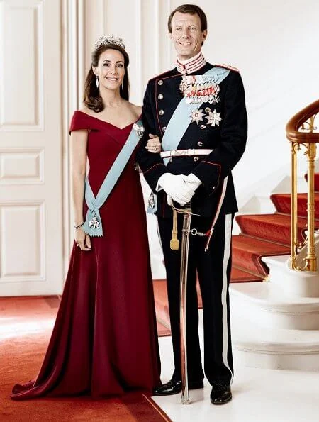 Princess Marie's dress was by Rikke Gudnitz. Princess Marie's diamond earrings were by the brand Christine Hvelplund