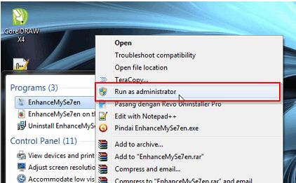 Run as Administrator di Windows