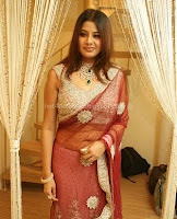 Sangeetha, navel, in, transsparent, saree