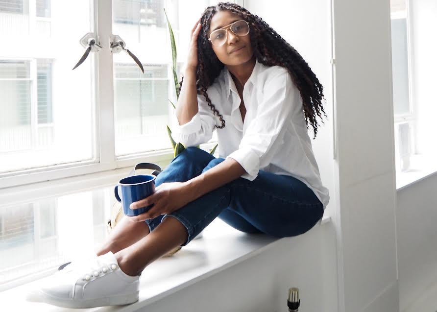classic white shirt and jeans